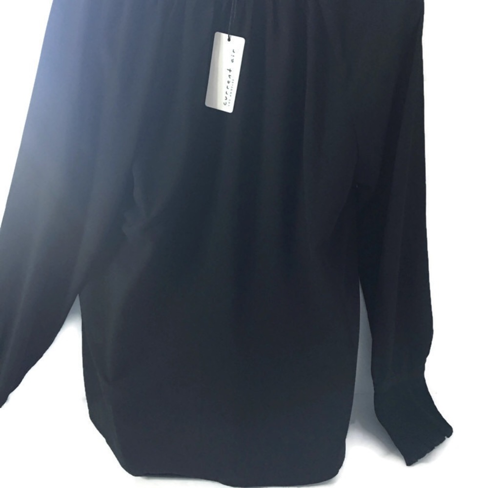 Current Air Sheer Black Long Sleeve Top Size Large - Picture 3 of 8